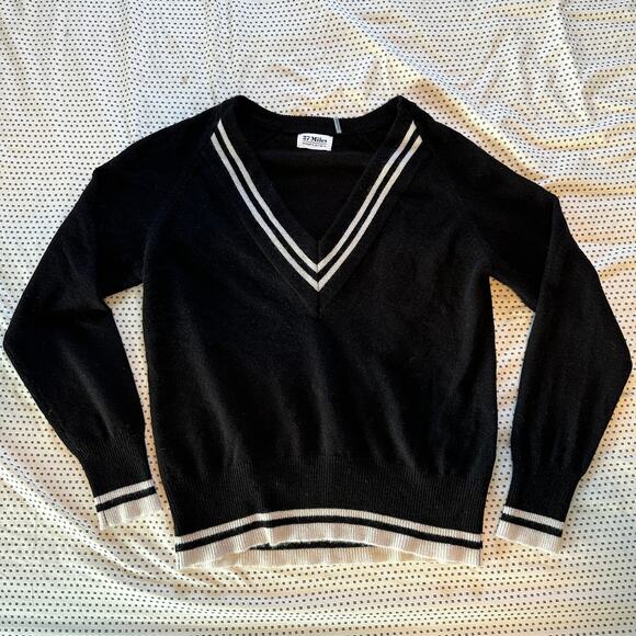 27 Miles Malibu Cashmere Double V Neck Sweater - Picture 1 of 6